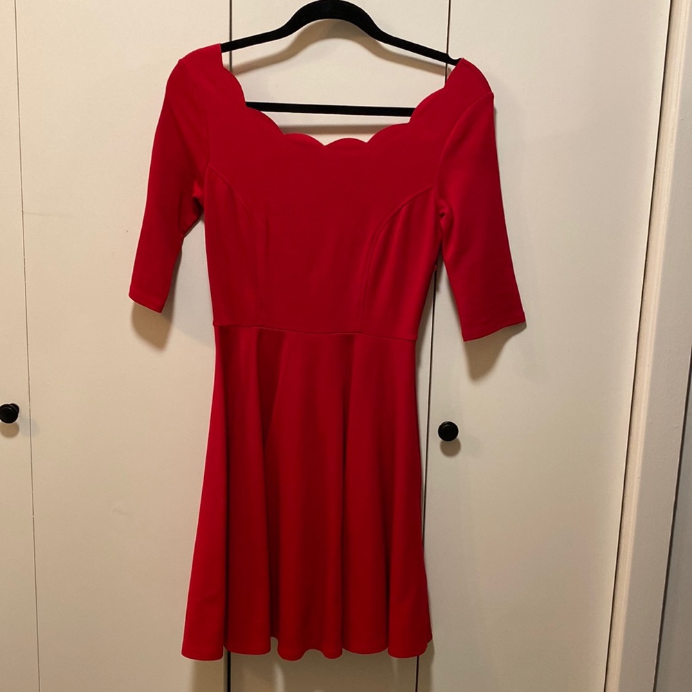 Lulu’s boat neck A-line Red dress